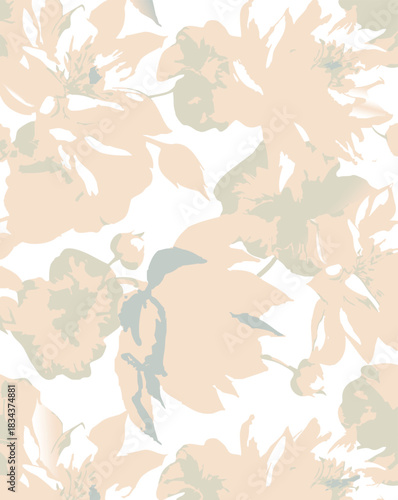 Seamless colorful floral pattern. Hand drawn flowers, herbs, leaves, branches, berries, tulip. Simple cute flat vector elements. Design for textile, cover, wallpaper