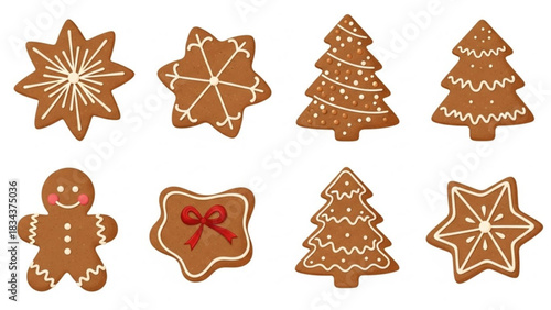 Festive gingerbread cookies for holiday cheer! Delicious Christmas treats in star, tree, and gingerbread man shapes bring joy and warmth to your season
