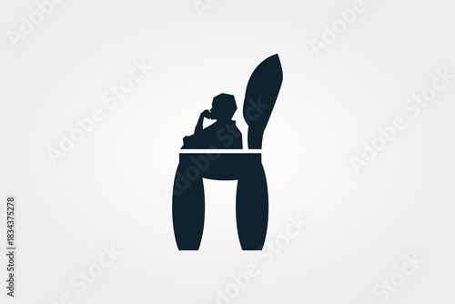 silhouette of a man with a chair 