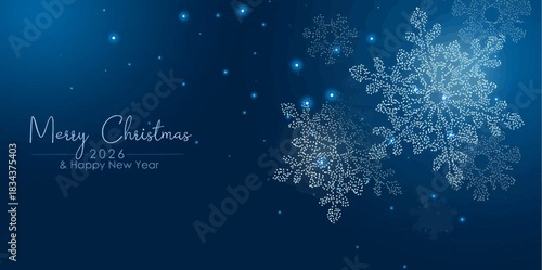 Abstract Merry Christmas and New Year design holiday card with snowflakes dots