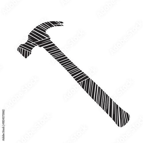 Hammer tool illustration with striped design vector graphic for construction and home improvement projects isola