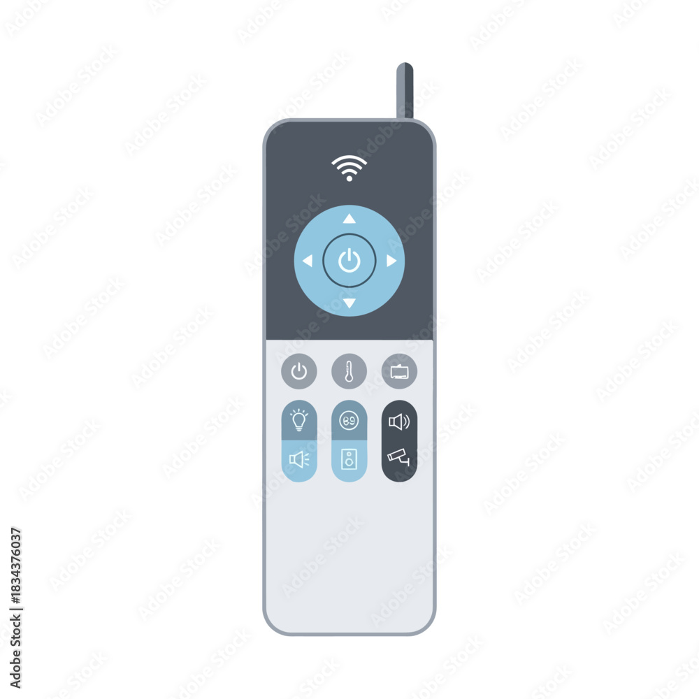 Fototapeta premium Modern Gray and White Remote Control with Blue Accents.