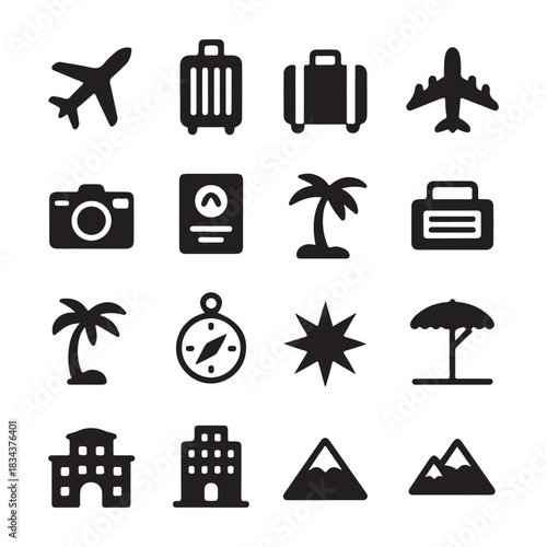 Travel camera silhouette icon for photography and tourism media