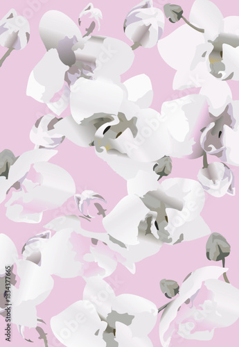 seamless floral pattern on a black background. The pattern is densely packed with small bouquets of flowers. The flowers are stylized, appearing almost like peonies or large roses.