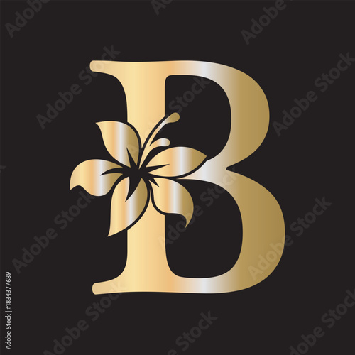 Initial Flower Logo combine with letter B vector template