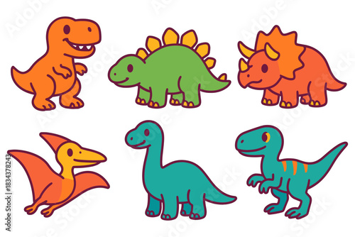 Colorful cartoon dinosaurs collection for kids