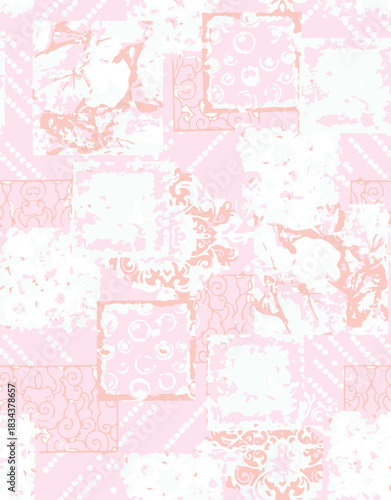 seamless patchwork paisley pattern on background.Seamless patchwork design vector fabric design. Vector graphic tile for interior and clothing fabric or ceramic tiles