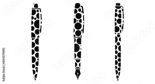 Giraffe pattern pens and fountain pen set in silhouette style