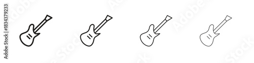 Electric Guitar icon, Set vector logo design templates,