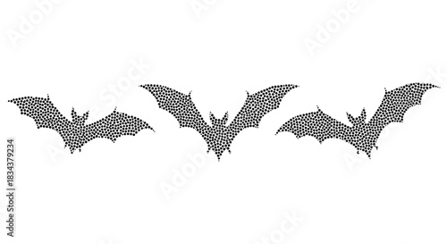 Detailed dot pattern bats silhouette design for halloween