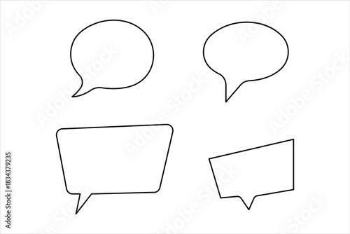 One continuous line art drawing of Speech bubble vector illustration. Communication chat messenger linear vector line symbol. Dialog cloud, chat bubble set concept outline line design