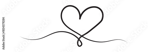 One line art heart vector. Line art, one continuous line, simple, hand drawn and sketch style. Heart line scribble style decoration element. Hand drawn linear love heart design icons. 
