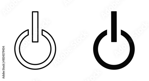 Power Button On/Off Icons in Outline and Solid Styles