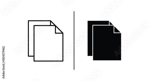 Duplicate File Icon Set with Outline and Solid Versions