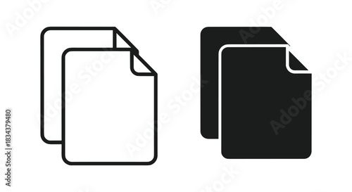 Outline and Solid Black Copy Document Icons