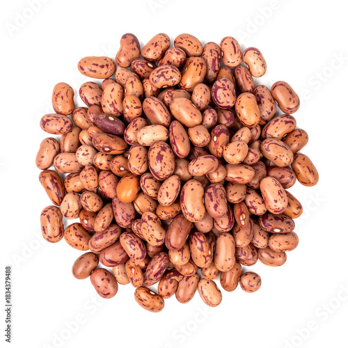Raw Pinto Beans Pile Top View Isolated on White Background – Dried Legumes