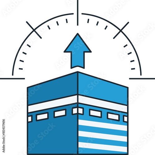 Islamic prayer direction kaaba icon. muslim pray holy mecca symbol. kaaba vector illustration concept.