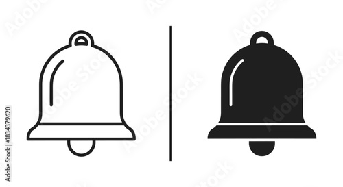 Notification Bell Icons: Outline and Solid Versions