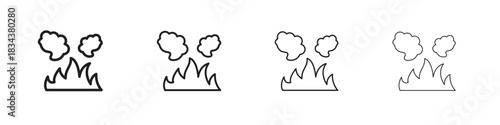 Fire smoke icon, Set vector logo design templates,