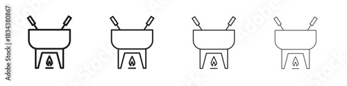 Fondue pot icon, Set vector logo design templates,