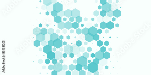 Health care abstract hexagon background. Light blue green medical wallpaper template. Clean geometric backdrop for clinic banner, innovation concept, science banner, medicine business poster. Vector
