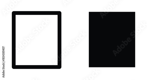 Minimalist Contrast: Black Rounded Rectangle Outline and Solid Fill on White Background