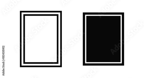 Monochrome Rectangular Frames: Empty and Filled, Light and Dark Modes