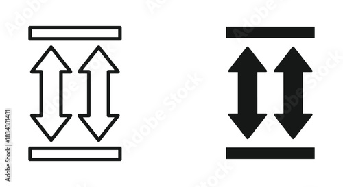 Vertical Alignment & Spacing Icon with Up Down Arrows between Horizontal Lines (Outline & Solid)