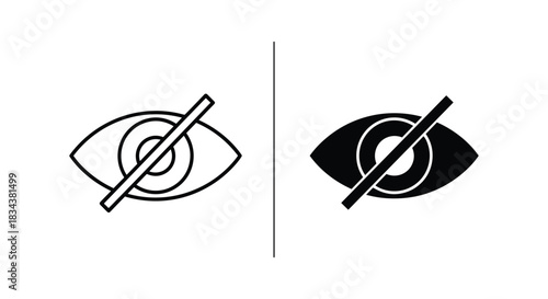Hide and Invisible Eye Icon Set (Outline & Filled Versions)