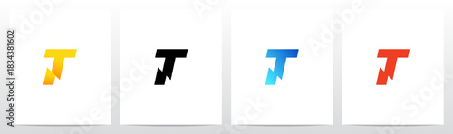 Thunder Electricity on the Bottom Feet of Letter Initial Logo Design T