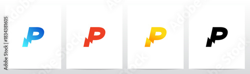 Thunder Electricity on the Bottom Feet of Letter Initial Logo Design P