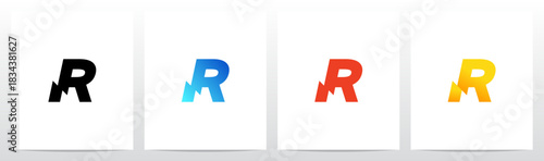 Thunder Electricity on the Bottom Feet of Letter Initial Logo Design R