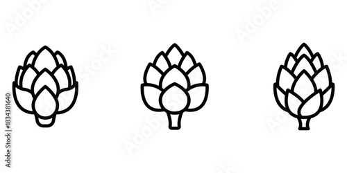 artichoke outline or line icon design bundle.