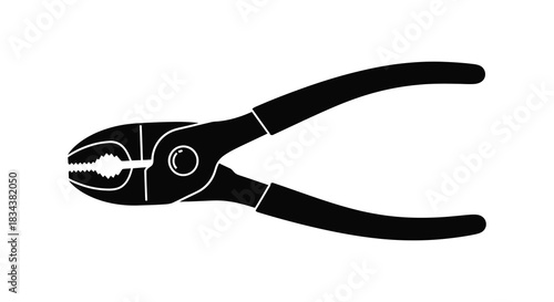 Pliers tool illustration black and white design for repair and construction silhouette