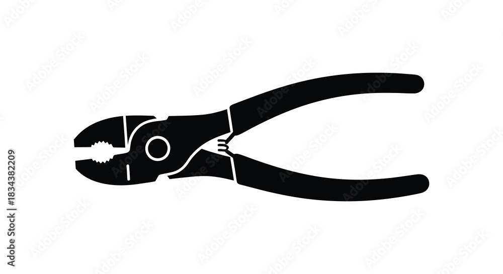 Obraz premium Pliers tool silhouette isolated on white background for construction and repair silhouette
