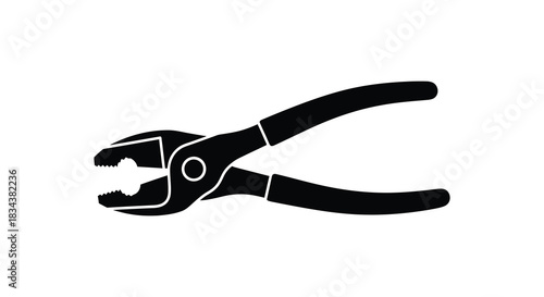 Pliers tool illustration black and white hand tool silhouette