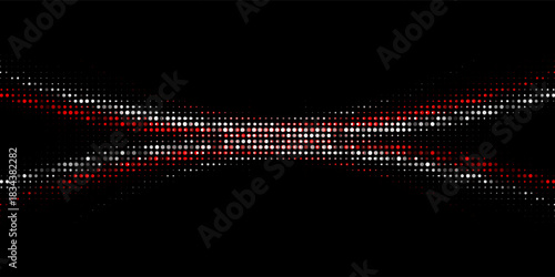 Red halftone background, abstract glittering dots backdrop, disco texture design, shiny confetti banner.