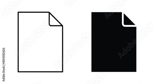 Outline and solid document file icons with folded corner