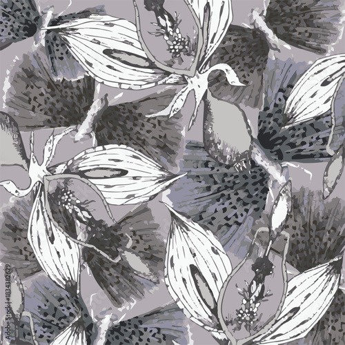 Abstract contemporary seamless pattern. Hand-drawn grunge artwork design. Repeatable boho print. Vector illustration.