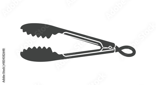 Kitchen tongs cooking utensil silhouette isolated on white background for culinary designs silhouette