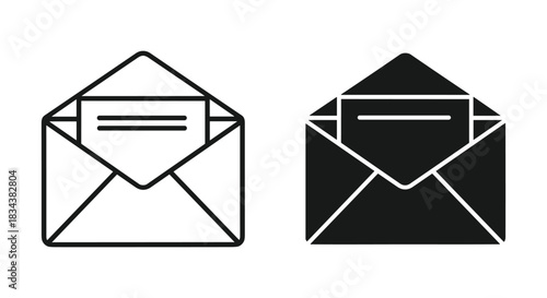 Open Envelope with Letter Message Email Icon Set