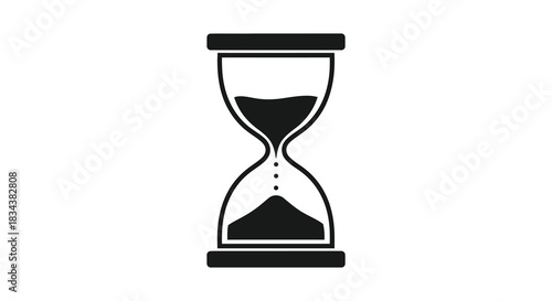 Hourglass sand timer illustration depicting passing time in black and white silhouette