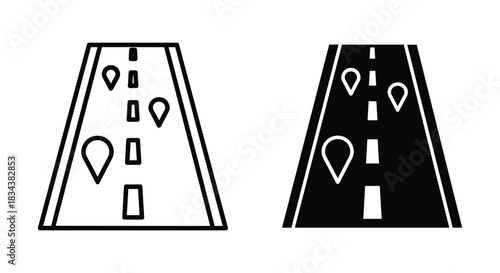 GPS Navigation Road with Location Markers Icon