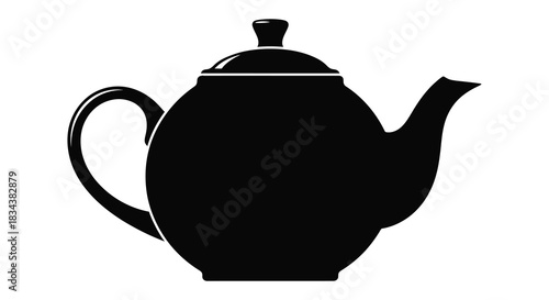 Elegant teapot silhouette on white background for tea time designs silhouette