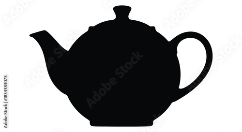 Classic teapot black silhouette against white background for design projects silhouette