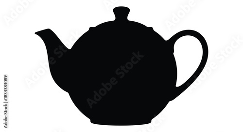 Elegant teapot silhouette isolated on white background for design projects silhouette