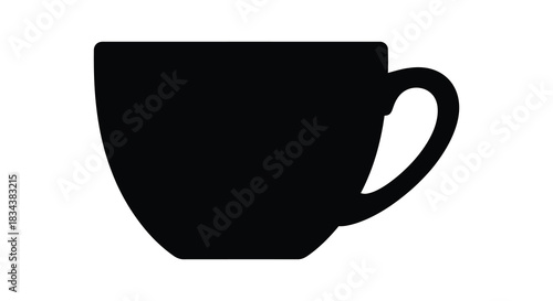 Simple black coffee cup vector graphic isolated on white background silhouette