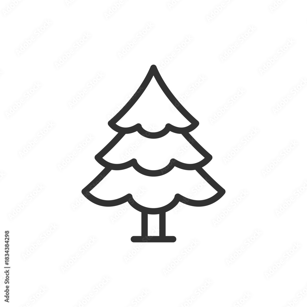 Fototapeta premium Pine tree, linear icon. Christmas tree. Forest nature and ecology. Line with editable stroke.