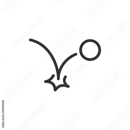 Bouncing ball, linear icon. Game and motion concept. Line with editable stroke.