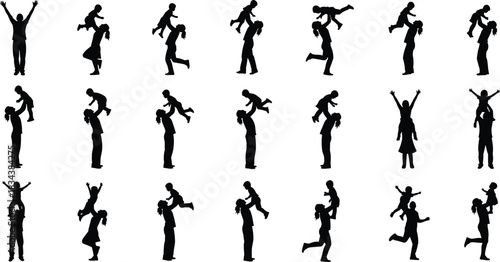 Silhouette, parent, child, bonding, playtime, family, love, interaction, joy, parenting, father, mother, kid, fun, relationship, support, childhood, emotion, togetherness, connection